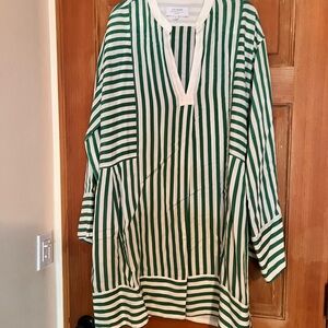 La Ligne Ivory and Green Striped Top